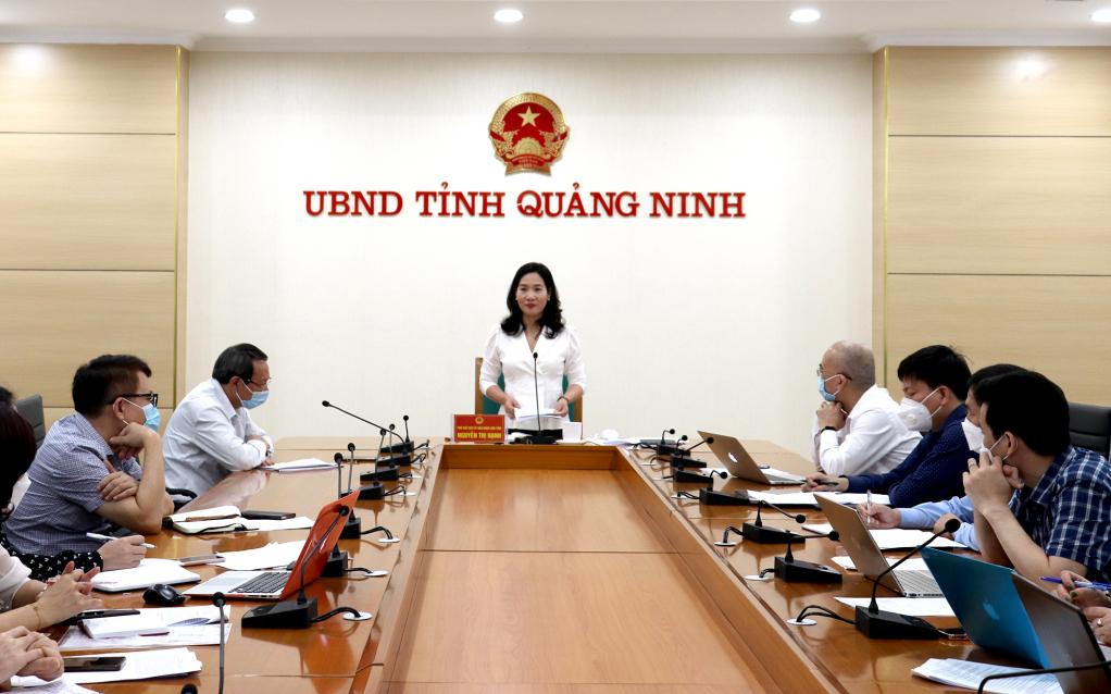 Đồng chí Nguyễn Thị Hạnh, Phó Chủ tịch UBND tỉnh chủ trì cuộc họp.