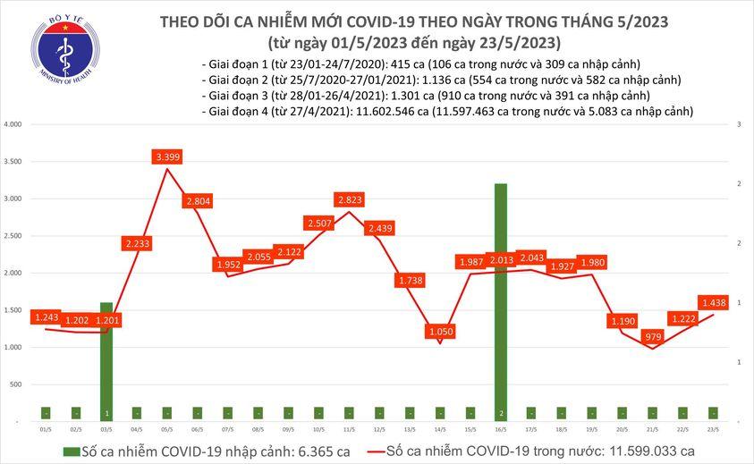 Ngày 23/5: Có 1.438 ca COVID-19 mới, 1 bệnh nhân ở Bến Tre tử vong - Ảnh 1.